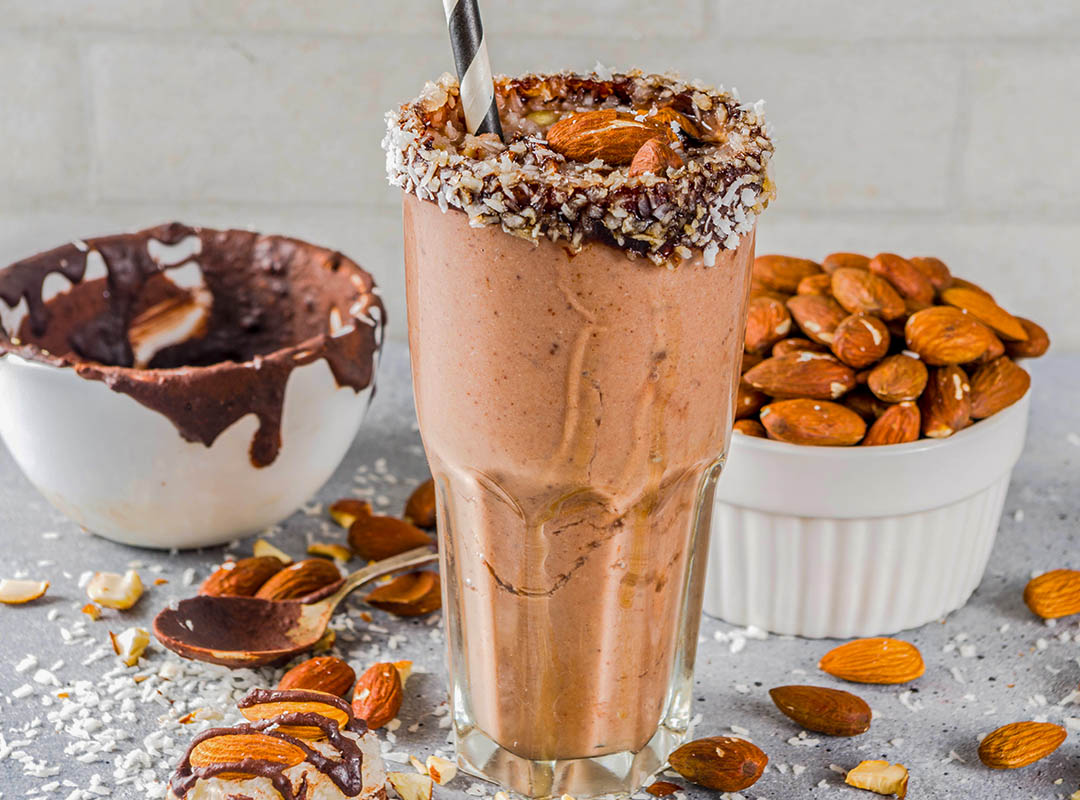 Coconut Chocolate Almond and Banana Custard Smoothie