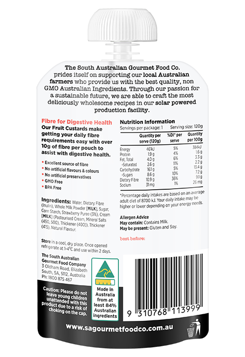 South Australian Gourmet Fruit Company Strawberry Custard 120g
