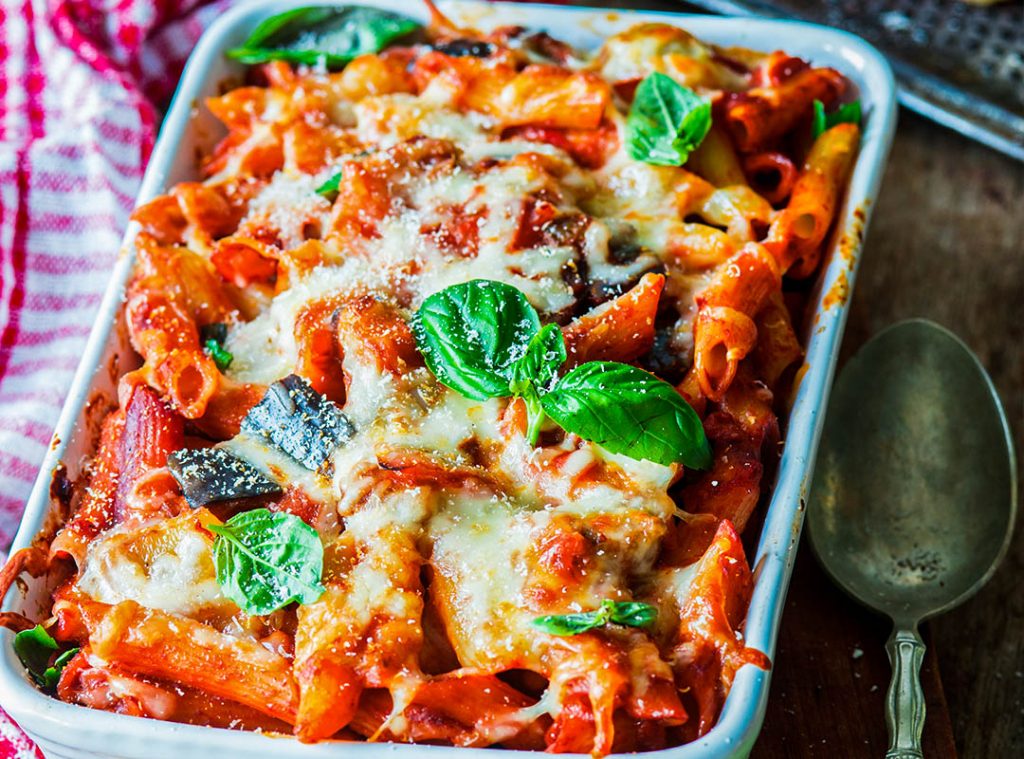 Cheesy Tomato Eggplant Pasta Bake - SA Gourmet Food Company