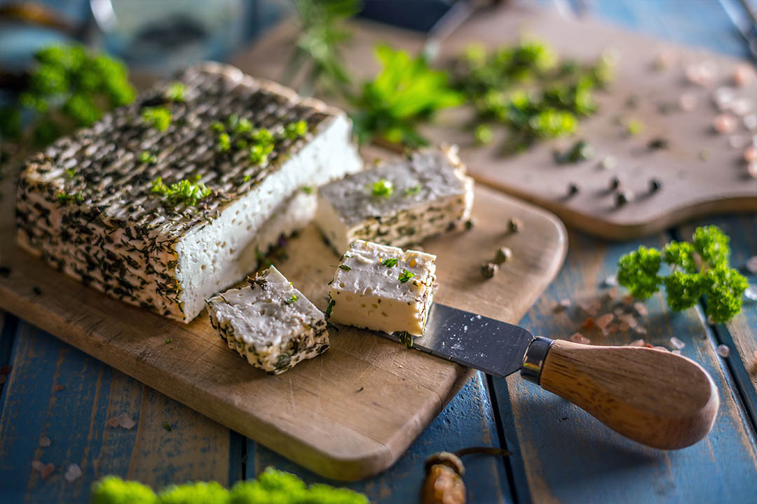 Picture of Feta cheese on chopping board